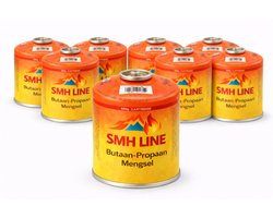 SMH LINE® Gasflessen – Gascartouche – 8x 450g – EN417 Schroefventiel – ∅ 11x14cm – Passend op WEBER BBQ