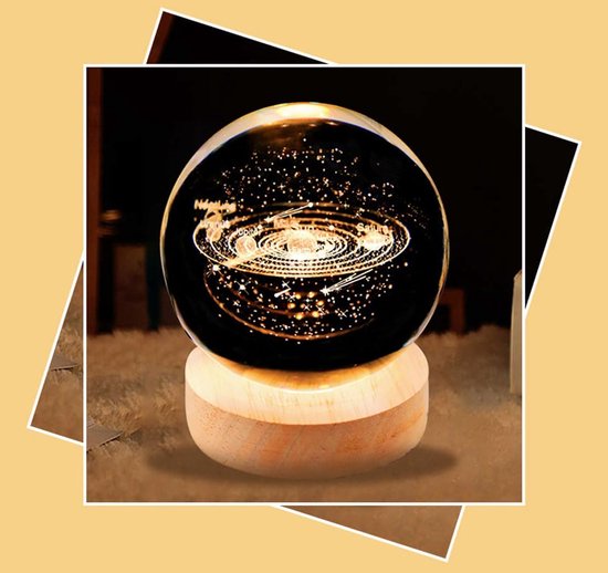 longziming -Kristallen nachtlamp bol - kleurrijke glazen decoratie met warm licht - Kleine Prins en sterren - sfeervol nachtlampje voor slaapkamer, bureau en kinderkamer van Longziming — afbeelding 3