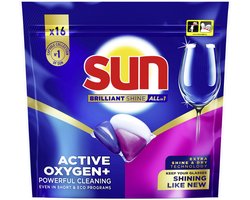 Sun - Vaatwascapsules - Brilliant Shine - All-in 1 - een capsule met Active Oxygen+ - 16 Vaatwastabletten