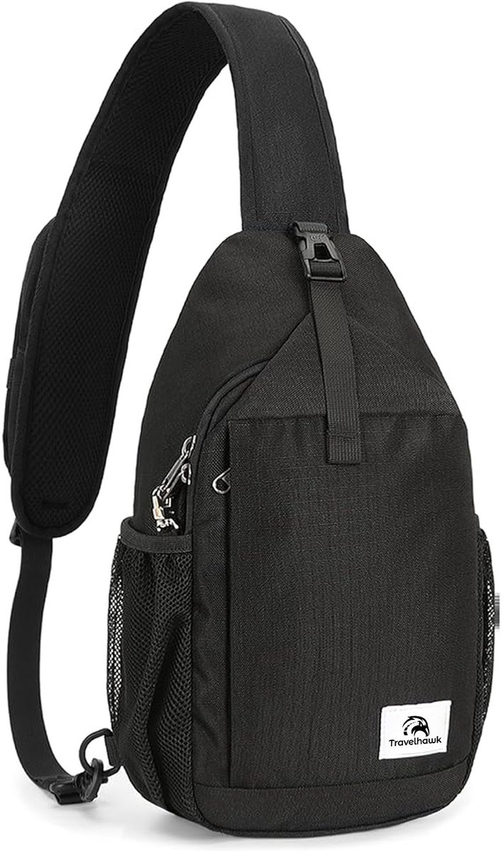 Travelhawk Sling bag - Schoudertas Heren & Dames - Unisex - Crossbody Tas - Waterdicht - Zwart