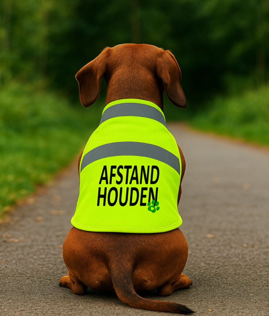 Geel honden hesje - Afstand houden - met reflectie - Small - De gele hond, voor signalering en veiligheid.