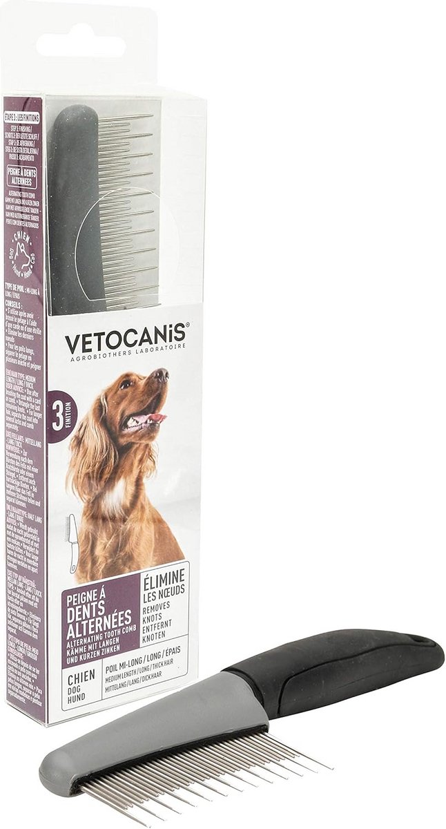 Vachtverzorgingskam voor honden met viltverwijderaar