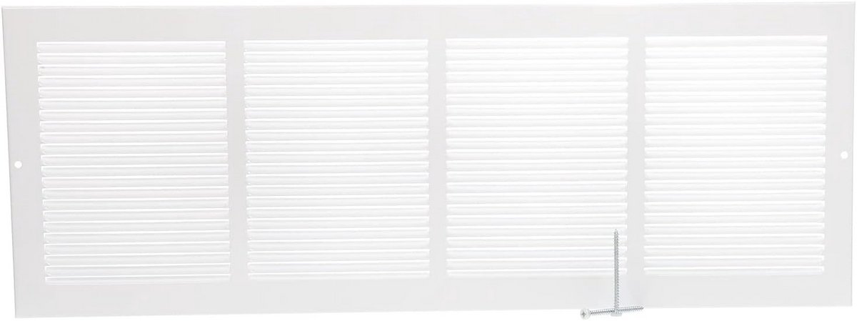 Witte Stalen Plint Retourgrill voor Ventilatieopening 24x8 Inch