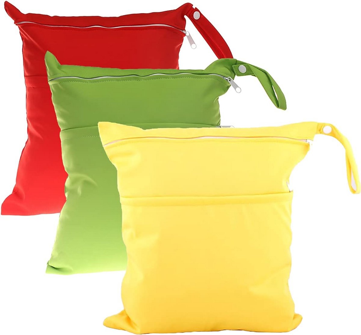 Set van 3 Grote Waterdichte Luiertassen (30x36 cm) met Dubbele Rits - Herbruikbaar