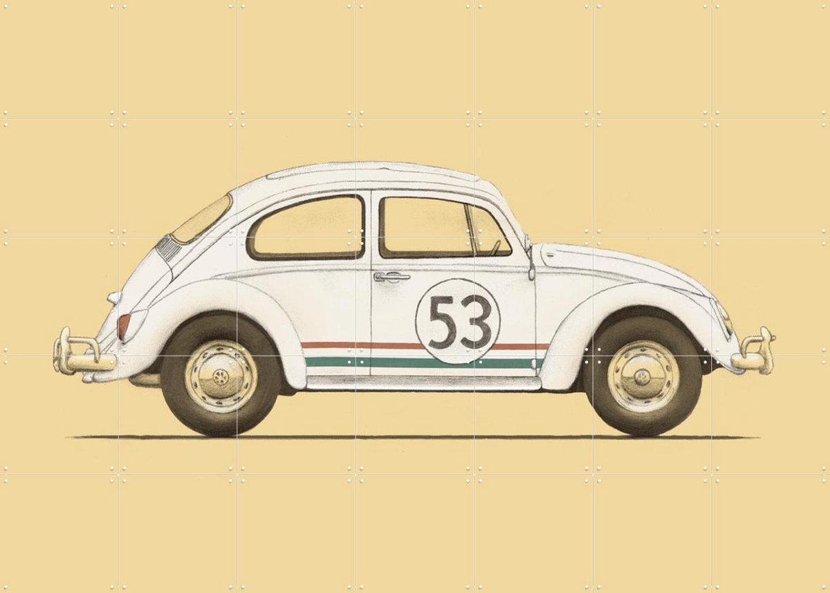 IXXI Beetle, Florent Bodart - 140 x 100 cm - Gratis ophangtool - Grote wanddecoratie en posters - Cartoonesk, Vintage, Illustraties, Speels, Mancave