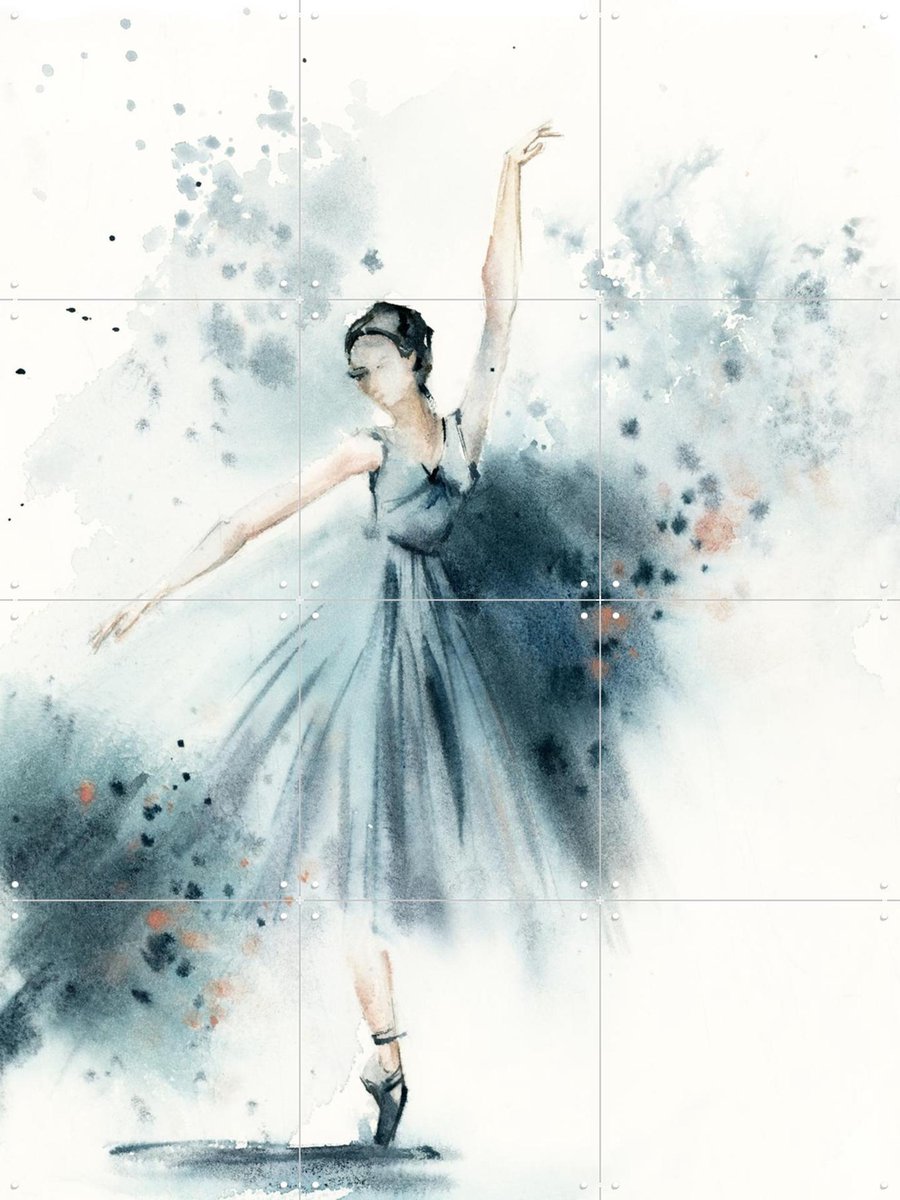 IXXI Ballerina Blue 5, Canot Stop Painting - 60 x 80 cm - Gratis ophangtool - Grote wanddecoratie en posters - Impressionisme, Aquarel, Woonkamer