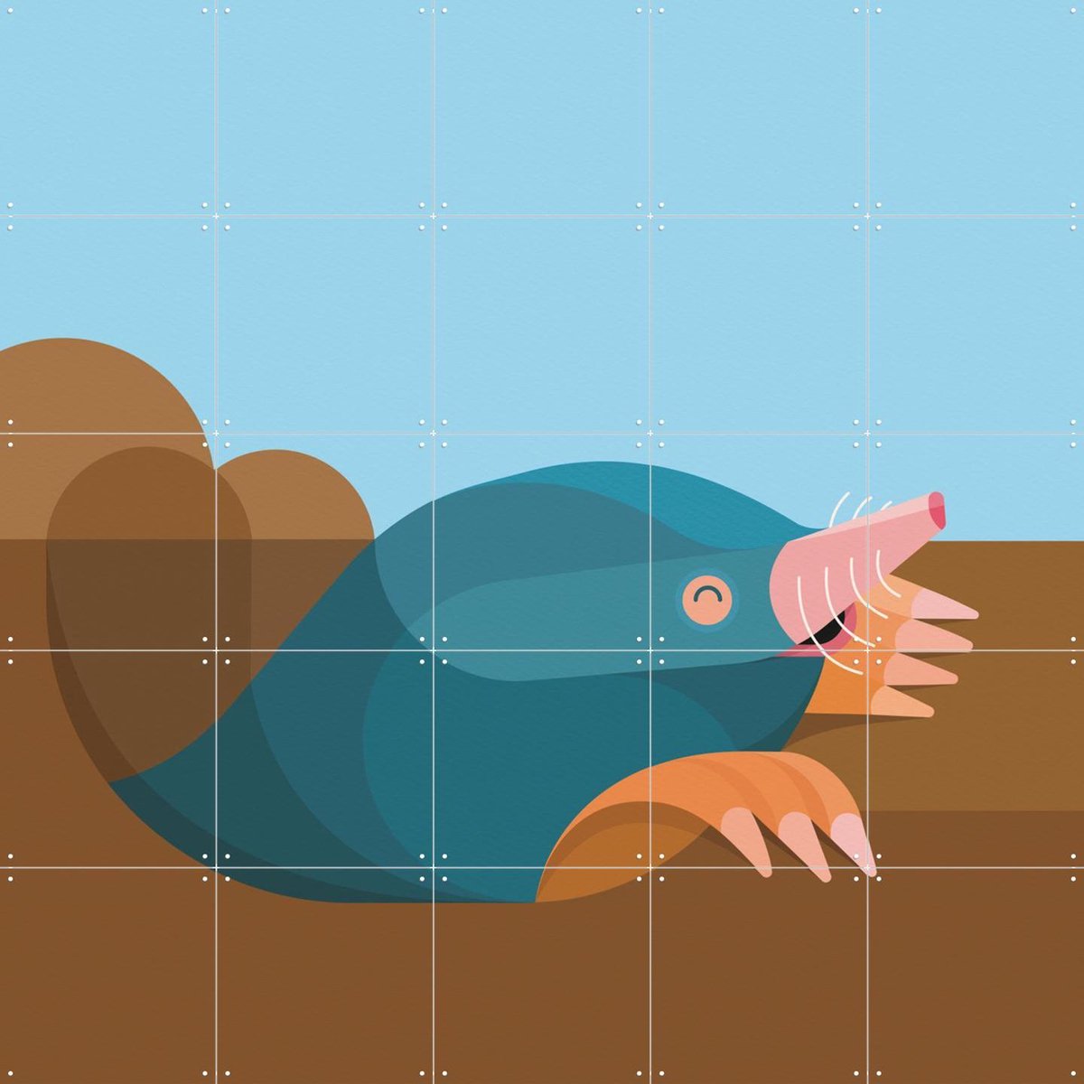 IXXI Mol, Elke Uijtewaal - 100 x 100 cm - Gratis ophangtool - Grote wanddecoratie en posters - Illustraties, Grafisch Ontwerp, Speels, Cartoonesk