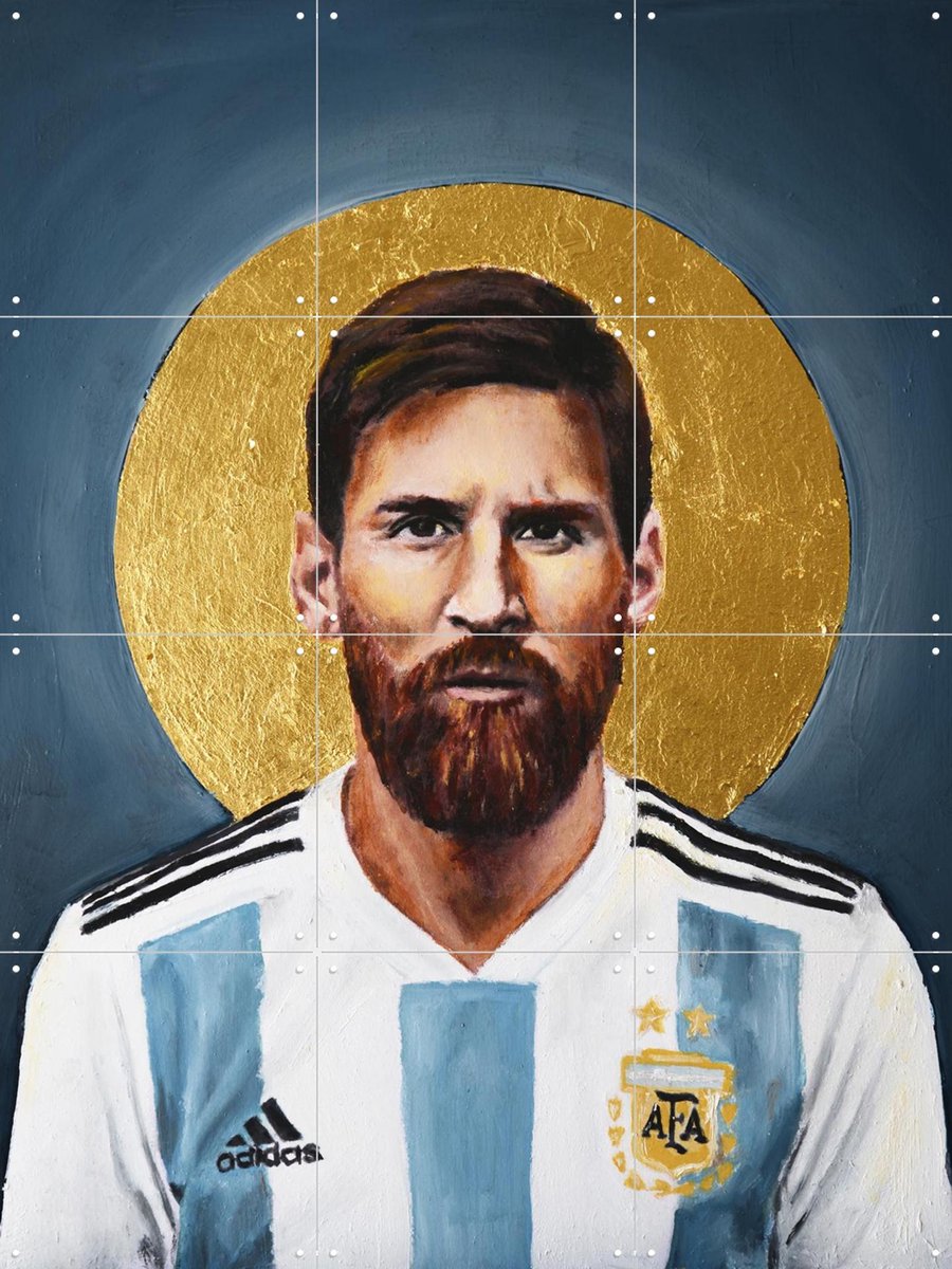 IXXI Lionel Messi, David Diehl - 60 x 80 cm - Gratis ophangtool - Grote wanddecoratie en posters - Olieverf, Illustraties, Kleurrijk, Grafisch