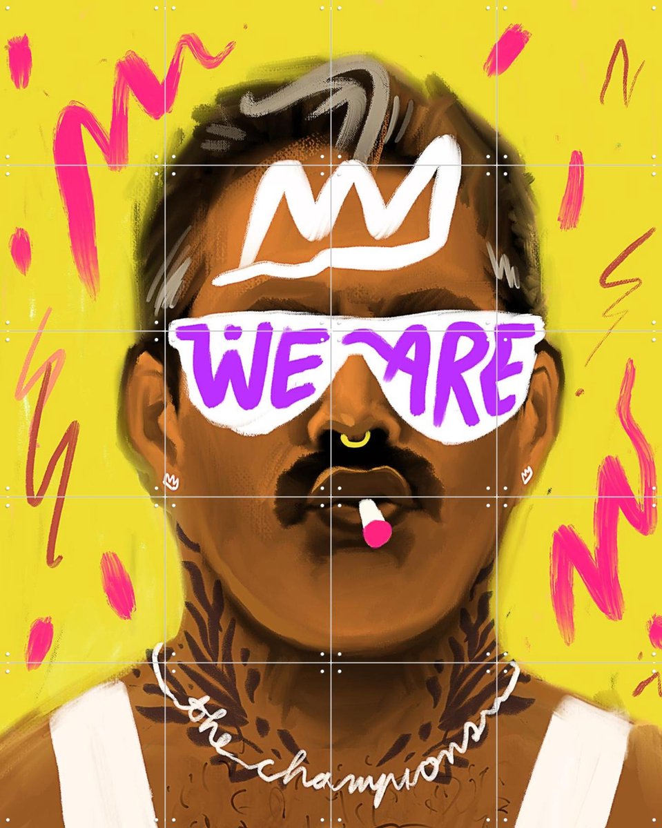 IXXI Freddie Mercury, Pop-art by Tadej - 80 x 100 cm - Gratis ophangtool - Grote wanddecoratie en posters - Speels, Pop art, Digitale Kunst
