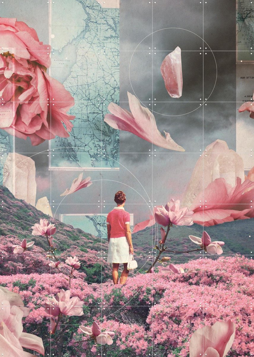 IXXI Trying to accept the Distance, Frank Moth - 100 x 140 cm - Gratis ophangtool - Grote wanddecoratie en posters - Collage, Kleurrijk, Digitale