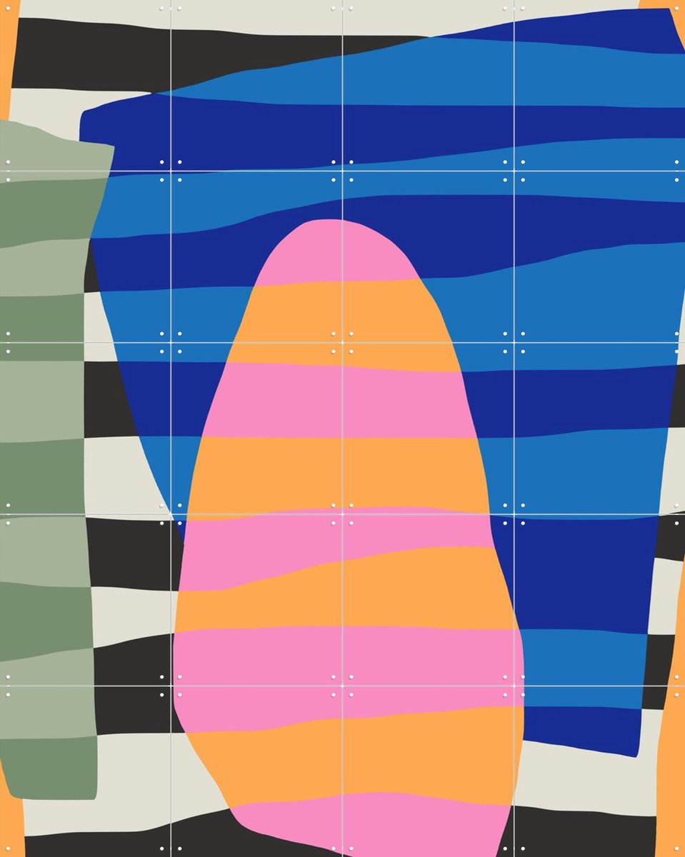 IXXI Abstract Stripe - Collage 9, Little Dean & Various - 80 x 100 cm - Gratis ophangtool - Grote wanddecoratie en posters - Collage, Strepen
