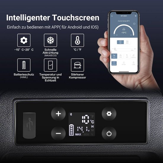 Mini Compressor Koelbox 8L -15°C met USB en App Bediening voor Auto en Caravan van Merkloos — afbeelding 5