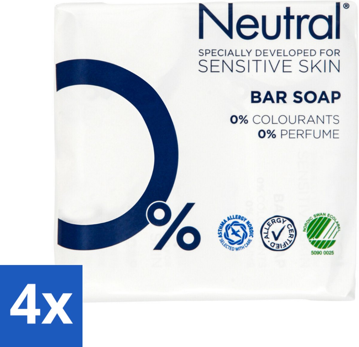 4 x Neutral Zeeptablet 2 x 100 gr - Gevoelige Huid - Droge Huid - Zeep - Zeep Parfumvrij - Huidverzorging