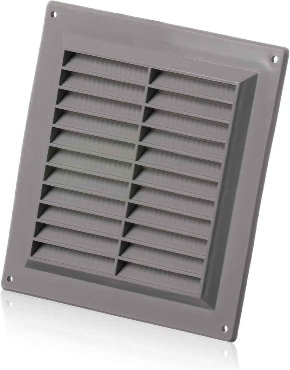 Ventilatierooster 15x15 cm Grijs Kunststof met Anti-Insectengaas - Luchtrooster voor Ventilatieopening
