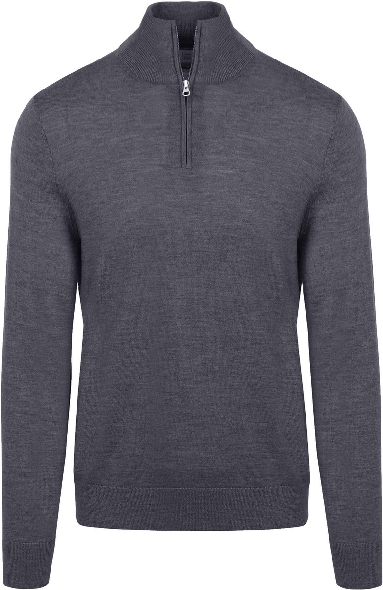 King Essentials The Michael Half Zip Pull Merino Antraciet - Maat L - Heren - Pullovers