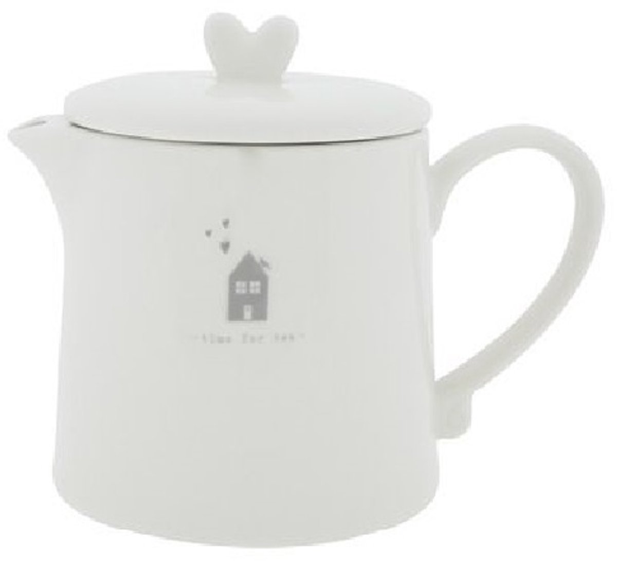 Bastion Collections Theepot wit met grijs huisje 'Time for tea'