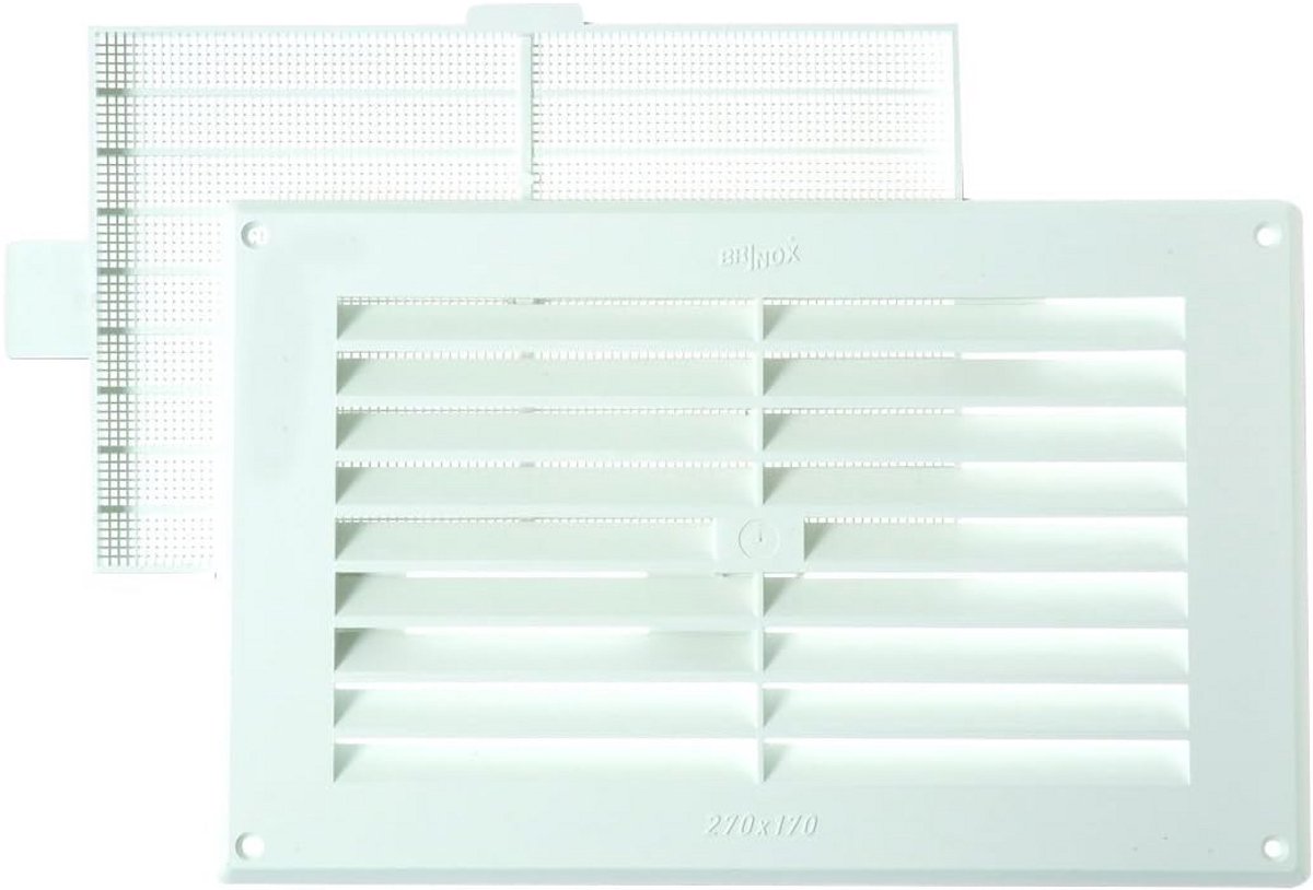 Horizontaal Ventilatie Rooster Wit met Insectenhor (17 x 27 cm)