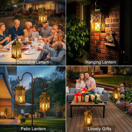 1 st. Grote zonnelantaarn voor buiten, met kaars - Waterdichte tafellamp, hanglamp, buitenzonnelamp voor balkon, tuin en terrasdecoratie - Brons-Geschenk van Merkloos — afbeelding 2