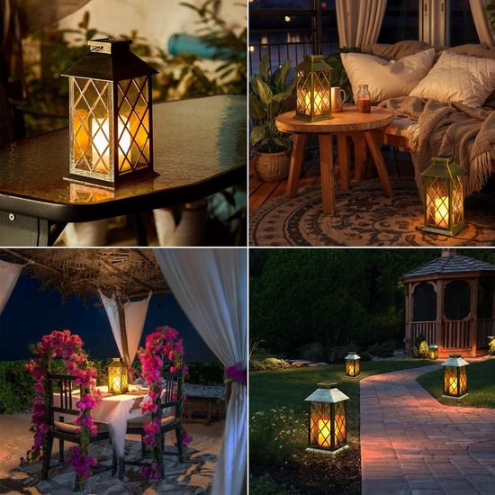 1 st. Grote zonnelantaarn voor buiten, met kaars - Waterdichte tafellamp, hanglamp, buitenzonnelamp voor balkon, tuin en terrasdecoratie - Brons-Geschenk van Merkloos — afbeelding 3