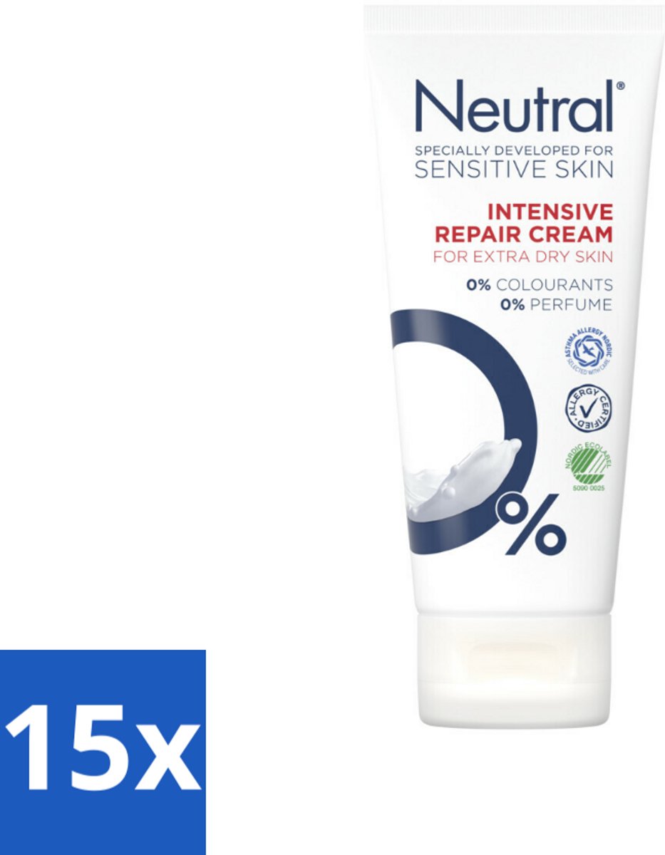 15 x Neutral – Bodycrème – 0% Intensive Repair – 100 ml - Gevoelige Huid - Droge Huid - Herstelcrème - Vochtigheid - Allergie
