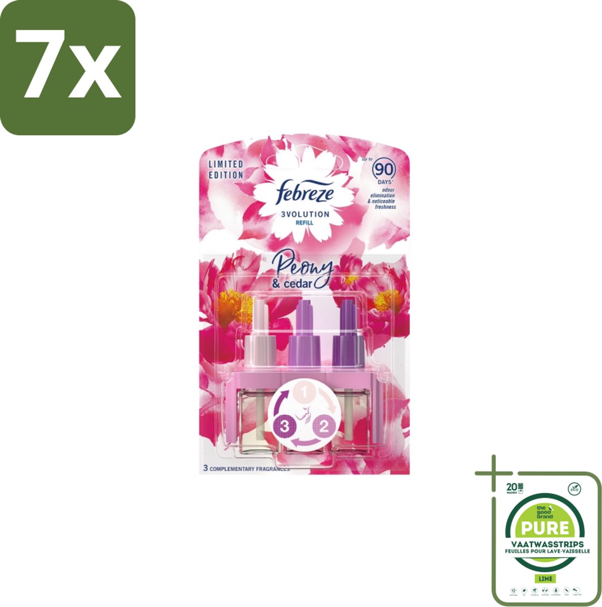 7 x Ambi Pur – Luchtverfrisser – 3Volution Peony & Cedar – Langdurig - Grootverpakking - Luchtverfrisser - Geurverwijdering - Elektrische Diffuser - Geurautomatisch - Frisheid