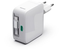 Hama 65W Snellader - 2x USB-C - Uittrekbare oplaadkabel - Wit