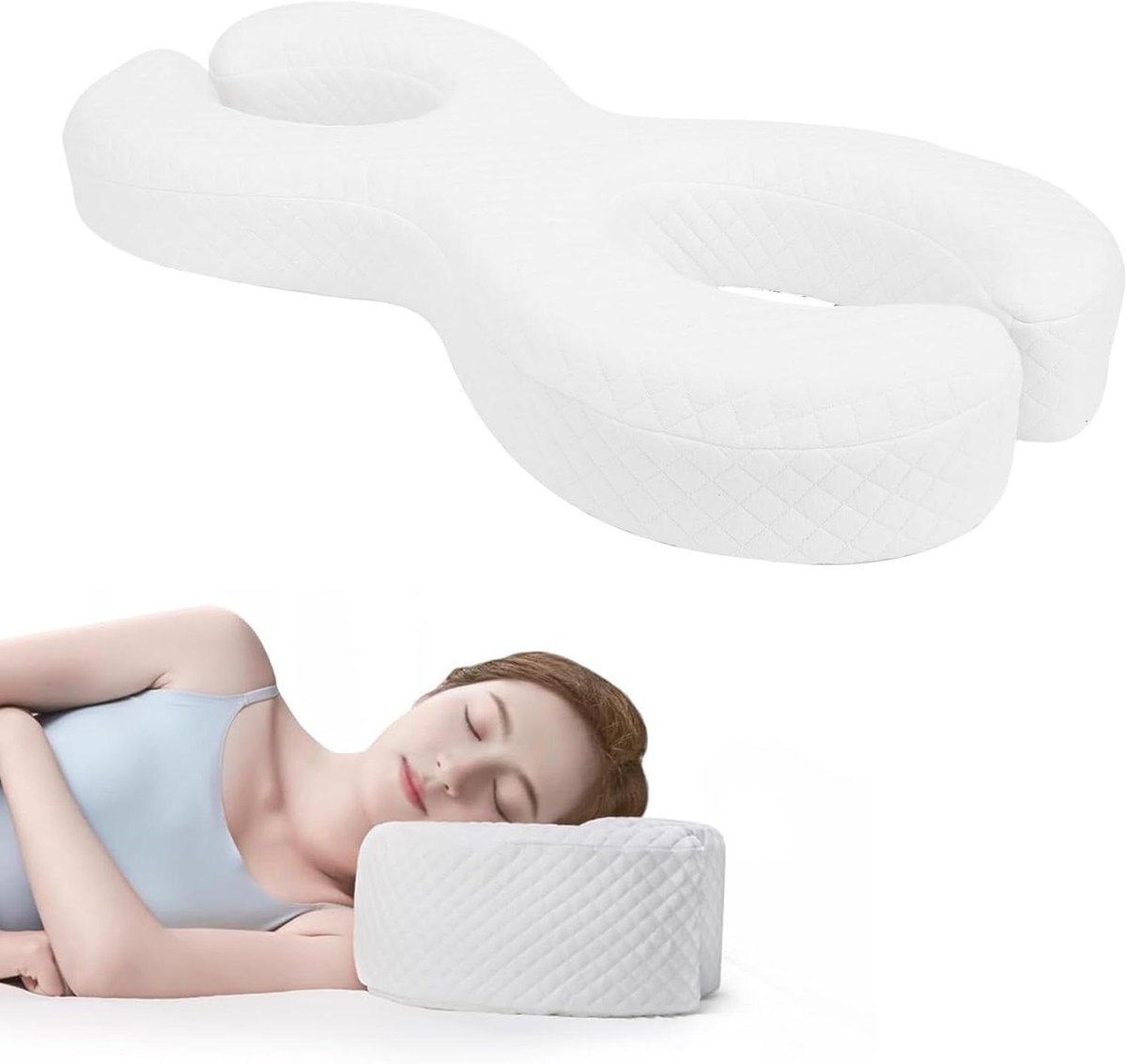 Zachte traagschuim gezichtskussen voor zijslaapjes - Ergonomisch kussen voor diepe slaap - Anti-gezichtsverplettering - Volwassenen - 9cm - Comfortabel en ondersteunend