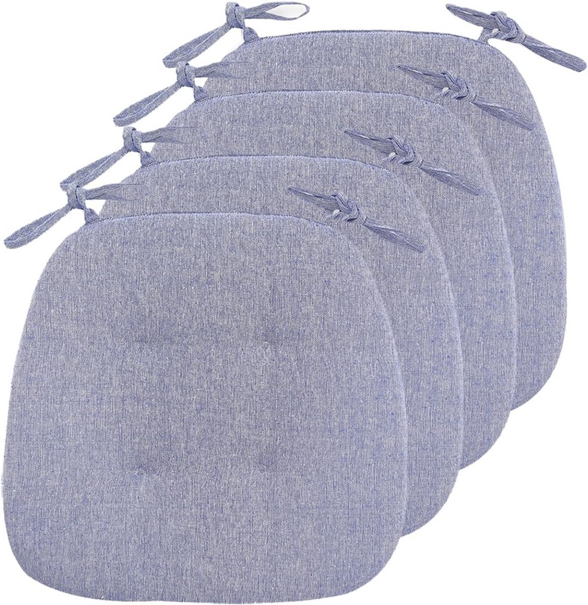 Set van 4 Comfortabele Antislip Stoelkussens (43x41cm) voor Eetkamerstoelen - Blauw