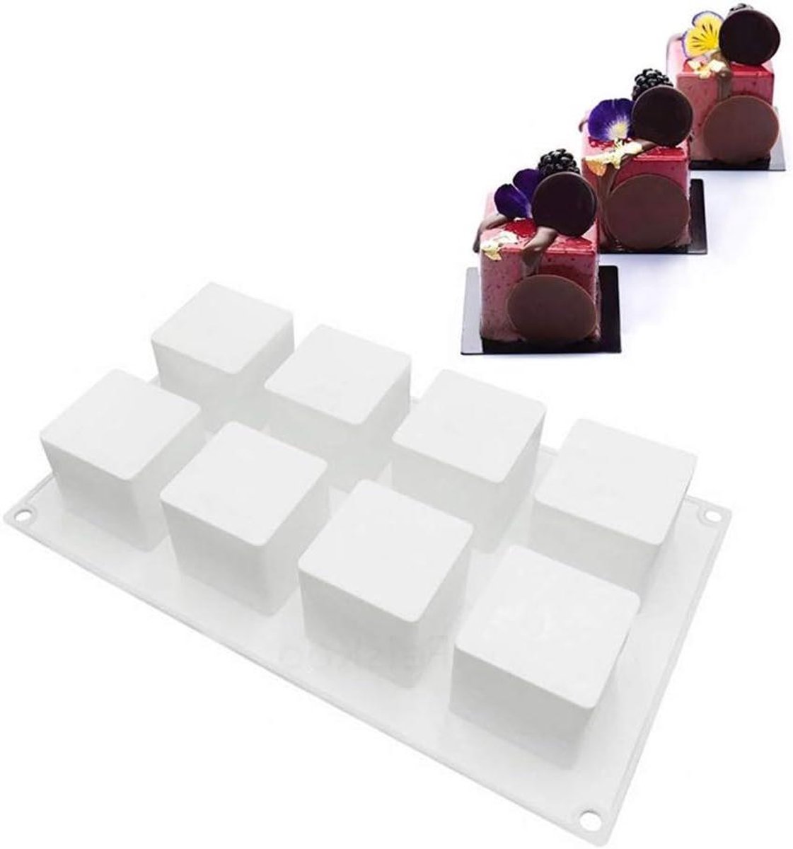 Siliconen Mal - 8 Holtes - Chocolade - Cakevorm - Truffels - Mousse Cakes - 5x5x5cm
