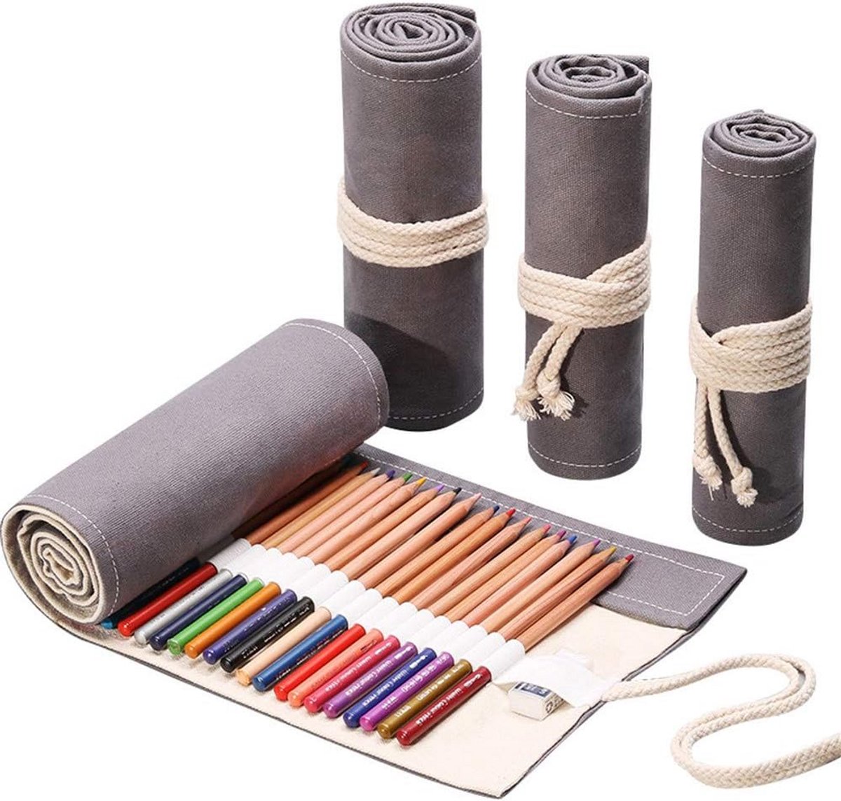 Roll-up Etui voor Kleurpotloden - Pennenbakje voor 36, 48 of 72 Stuks - Reisetui voor Kunstenaars en Studenten