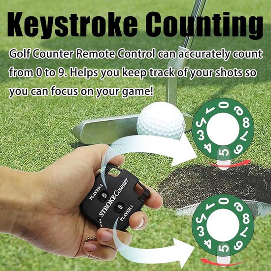 4-delige Golf Shot Clicker Teller voor 2 Spelers, Draagbaar met Sleutelhanger voor Toernooien & Spellen — afbeelding 5