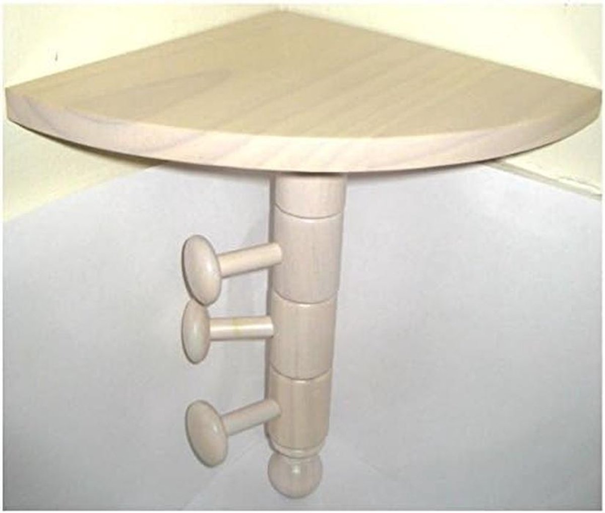 Houten Wandkapstok met 3 Draaibare Haken en Plank