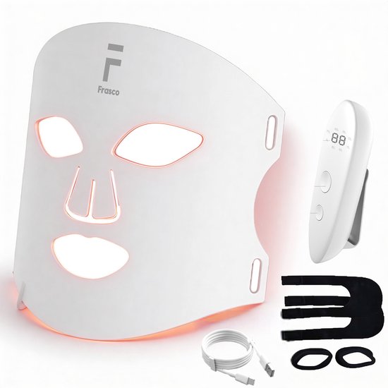 Frasco Glow Pro® - Led Masker - Red Light Therapy - Collageen Masker - Anti Aging Masker - Huidverjongingsapparaat - 280 High-Density LEDs & 8 Standen