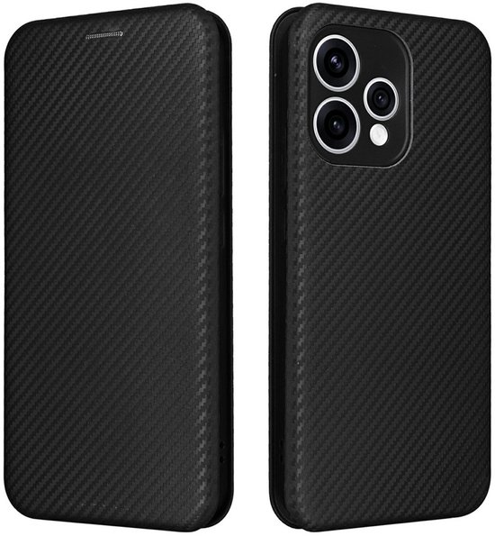 Hoesje geschikt voor Oppo Reno15 5G / Oppo Reno 15 5G - zwart carbon fiber agenda wallet hoesje - Dun book case hoesje