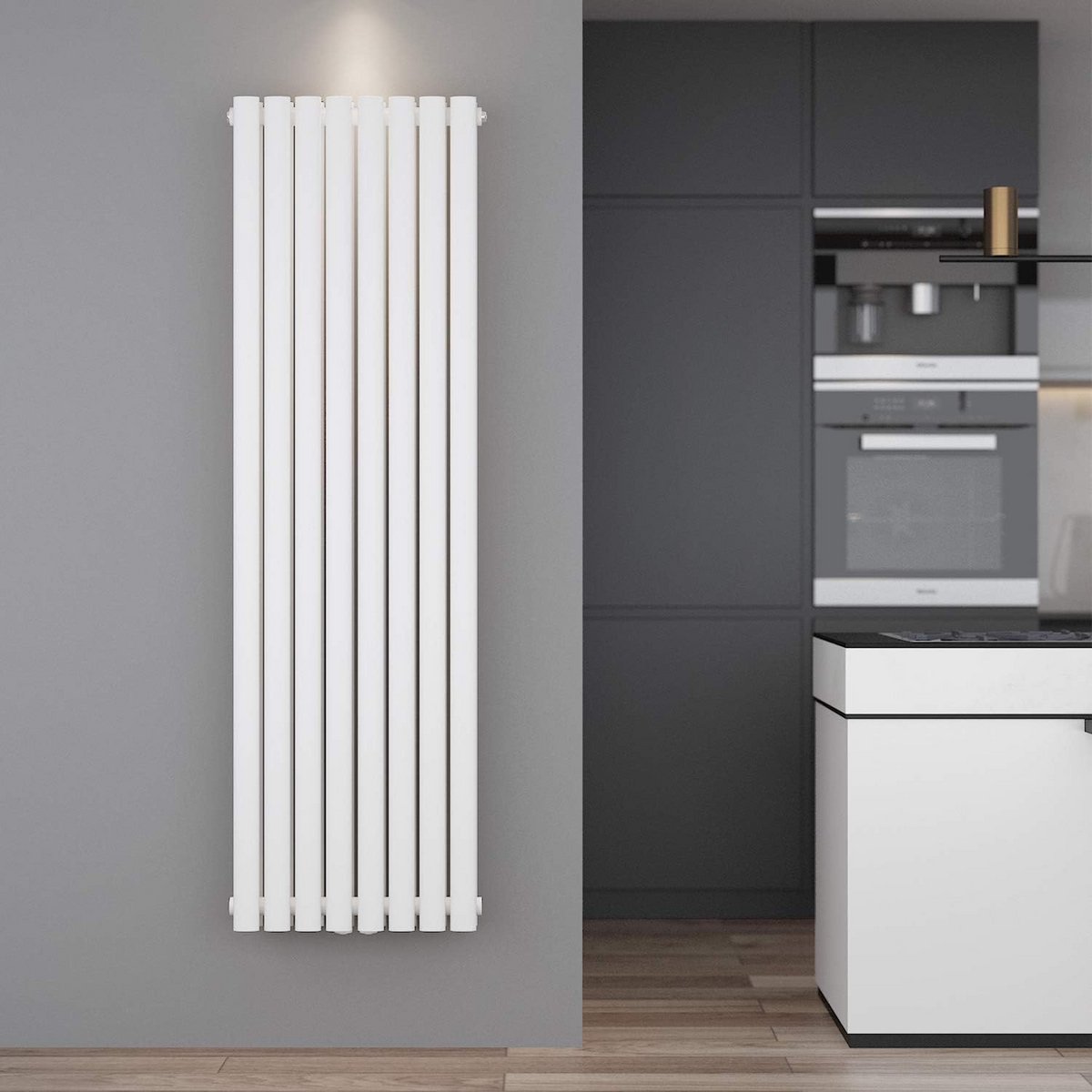 Verticale Dubbellaagse Paneelradiator Wit Centrale Aansluiting 1600x472 mm
