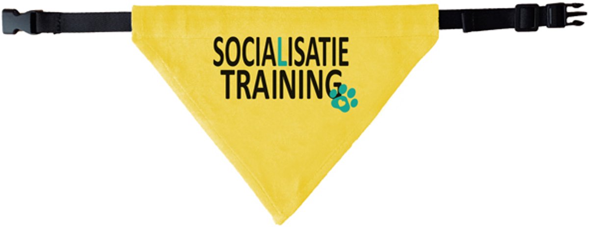 Gele honden bandana met verstelbare halsband - Socialisatie training - De gele hond, voor signalering en veiligheid.