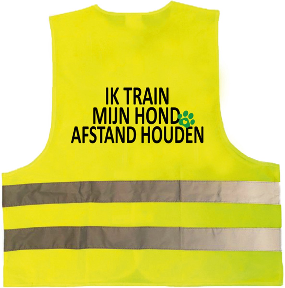 Veiligheidshesje/vest - Ik train mijn hond afstand houden - One size - De gele hond, voor signalering en veiligheid.