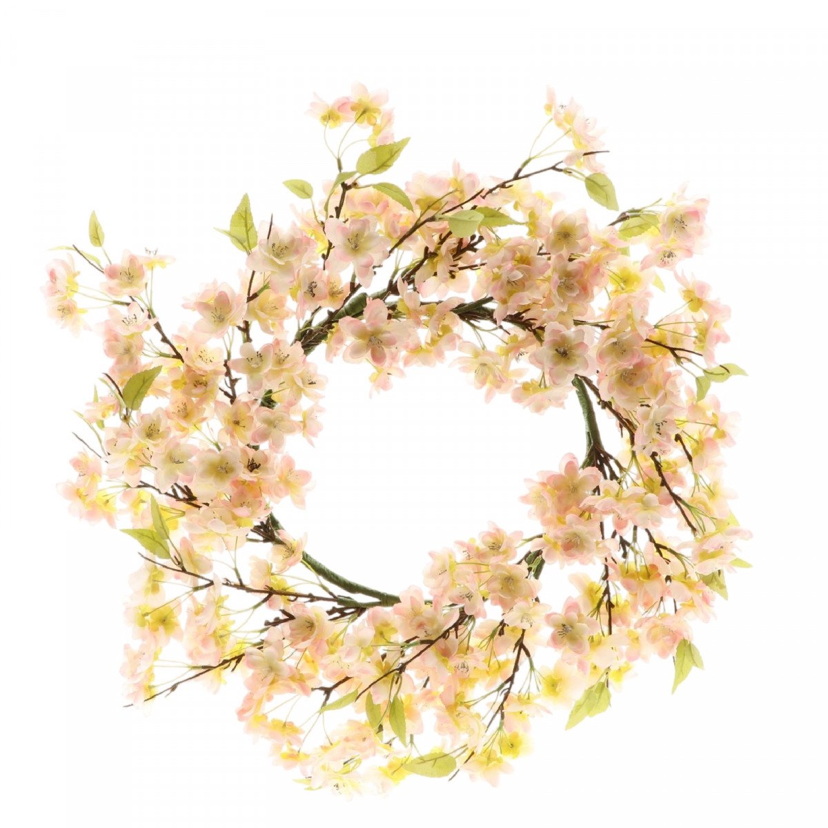 Zijden bloemen krans Blossom d50cm - Licht roze - HBX - Woondecoratie