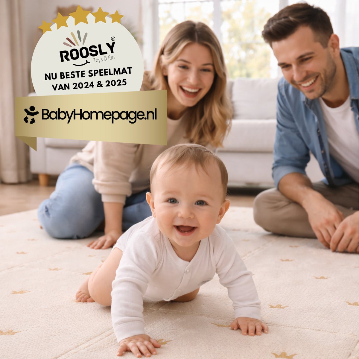 Roosly Speelmat Baby - Speelkleed Baby - Inclusief Opbergtas - babygym - kruipmat - playmat - Dubbelzijdig en opvouwbare Foam XPE 180 x 200 cm - speelgoed - Veilig & Zacht - model KING Beige — afbeelding 6