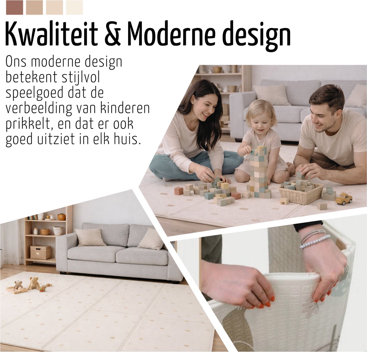 Roosly Speelmat Baby - Speelkleed Baby - Inclusief Opbergtas - babygym - kruipmat - playmat - Dubbelzijdig en opvouwbare Foam XPE 180 x 200 cm - speelgoed - Veilig & Zacht - model KING Beige — afbeelding 10