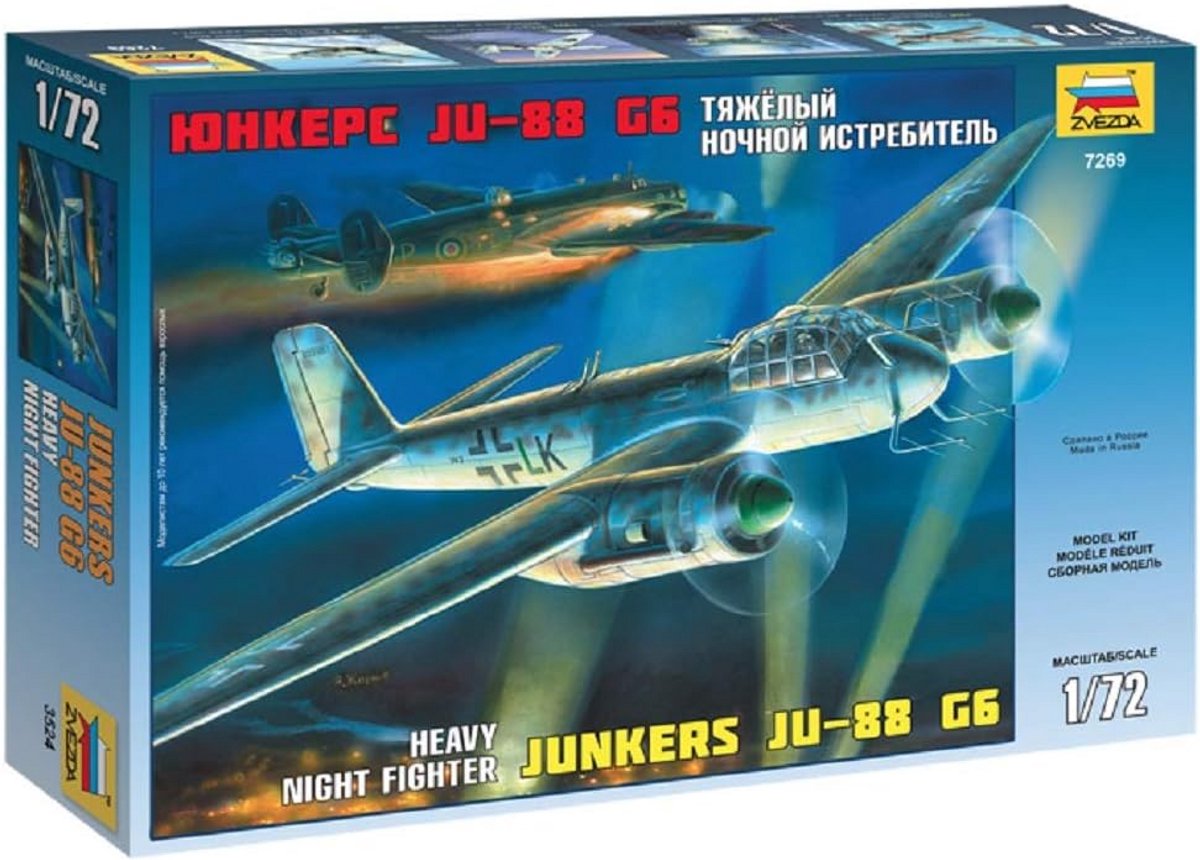 Schaalmodel Bouwpakket Duitse Nachtjager Junkers JU-88G6 Tweede Wereldoorlog 1:72