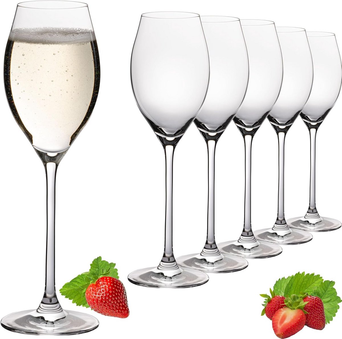 Set van 6 Kristallen Prosecco- of Champagneglazen 230 ml - Vaatwasmachinebestendig