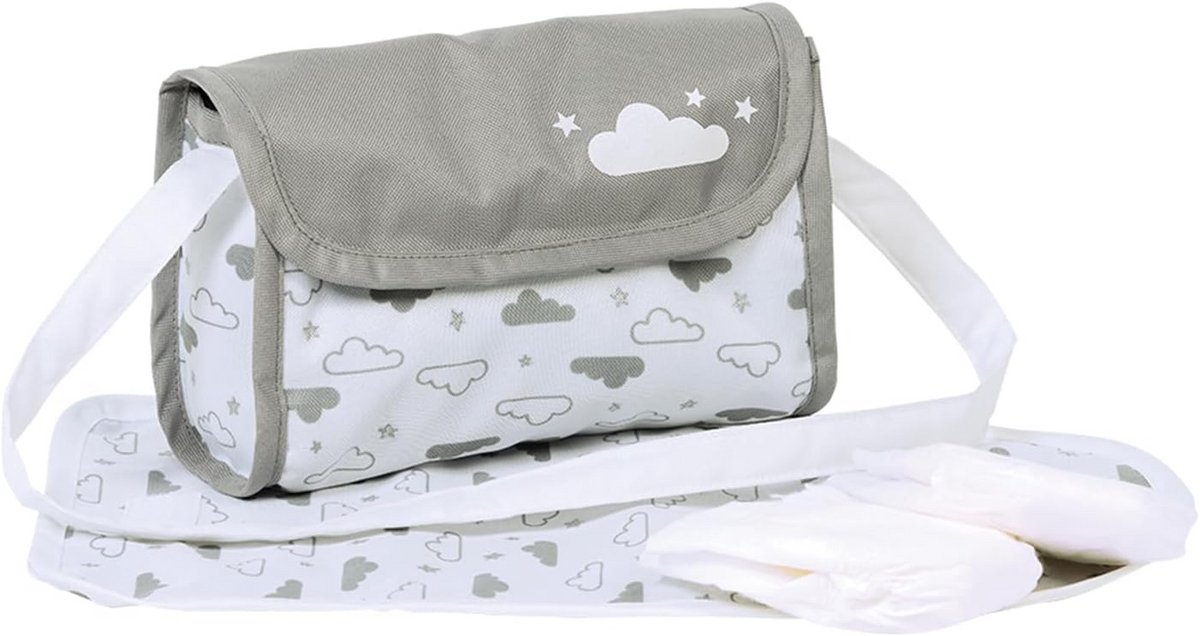 Luiertas met aankleedkussen en luiers voor babypoppen tot 33 cm