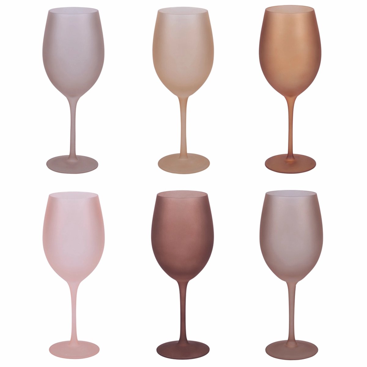 VdE Tivoli 1996 – Happy Hour Set of 6 wijnglazen in Chocolade kleuren – Ijs‑effect Glazen – 6 stuks