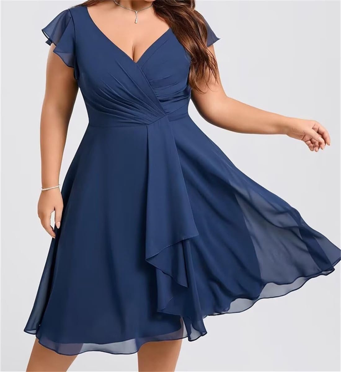 Elegante Chiffon Jurk voor Dames - V-Hals, Cocktail, Gala en Feestelijke Gelegenheden