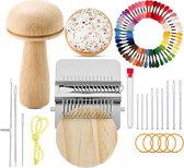 Mini Stopweefgetouw - Knit Patch Kit - Kleine stopweefgetouw - paddenstoel gebreide patchkit - Draagbare Darning Loom - Patchmaker breiset - Weefgereedschap - Complete breiset - Voor doe-het-zelf weven, reparatie, herstellen van jeans sokken