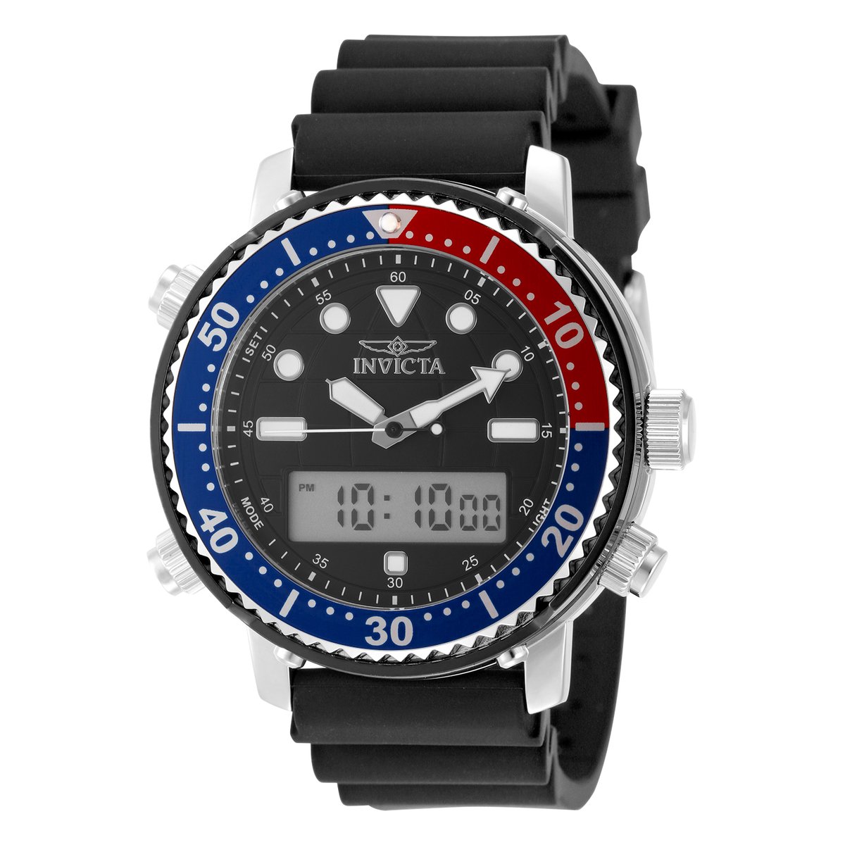 Invicta Pro Diver 49451 Heren Horloge - Waterdicht - Analoog - Quartz Uurwerk - Roestvrij Staal met zwarte Wijzerplaat - 46mm