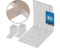 KOTARBAU® 25 Stuks Hoekverbinder, Verzinkt Staal, 80 x 80 x 60 mm, Zilver, Hoekanker Met Ril, Zware Hoekverbinding, Hoekijzer, Versterkingshoek, Montagehoek Voor Houtconstructies