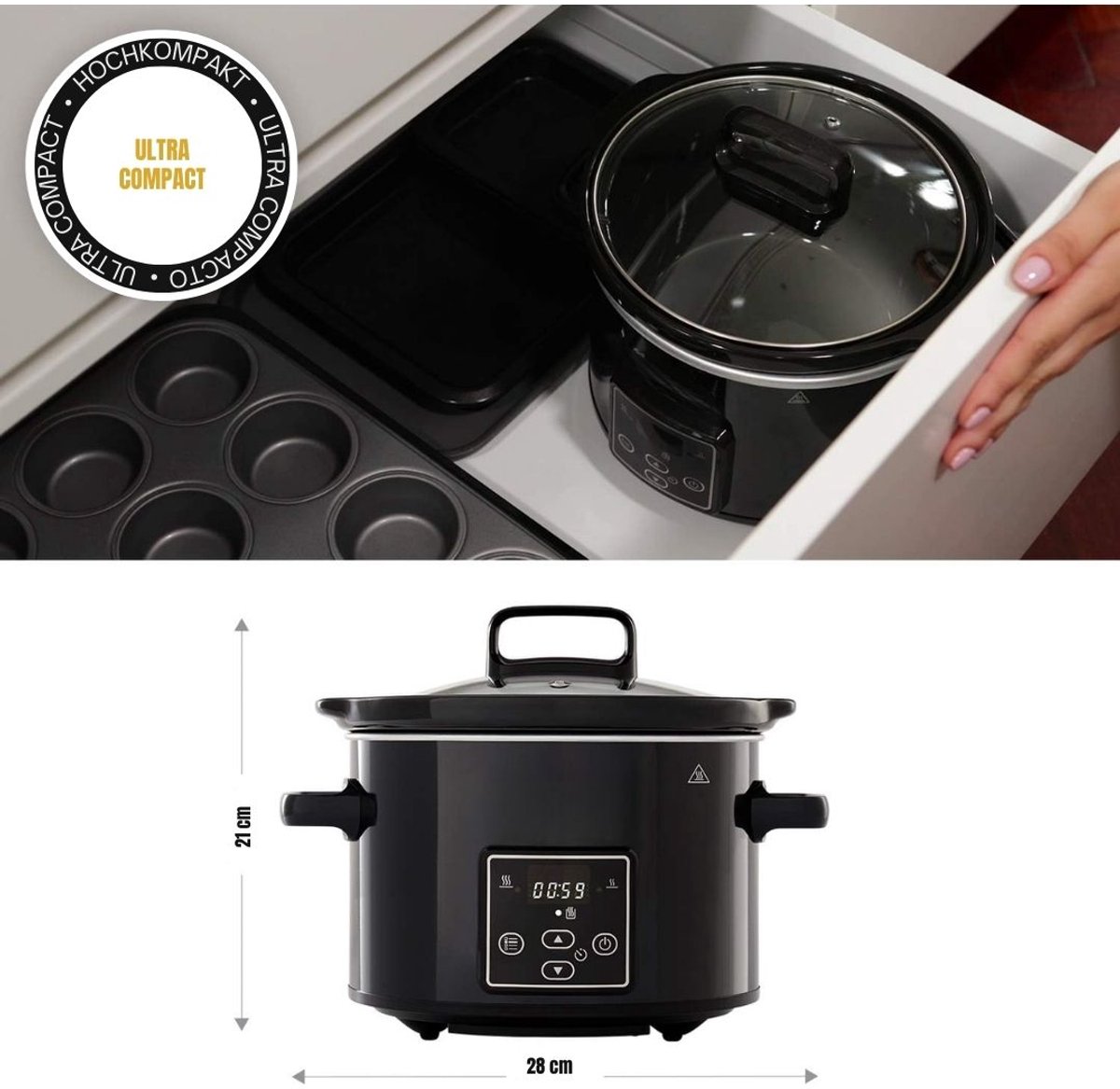 Groupe SEB DnA® Slowcooker Met Timer - Zwart 28cm - afbeelding 2
