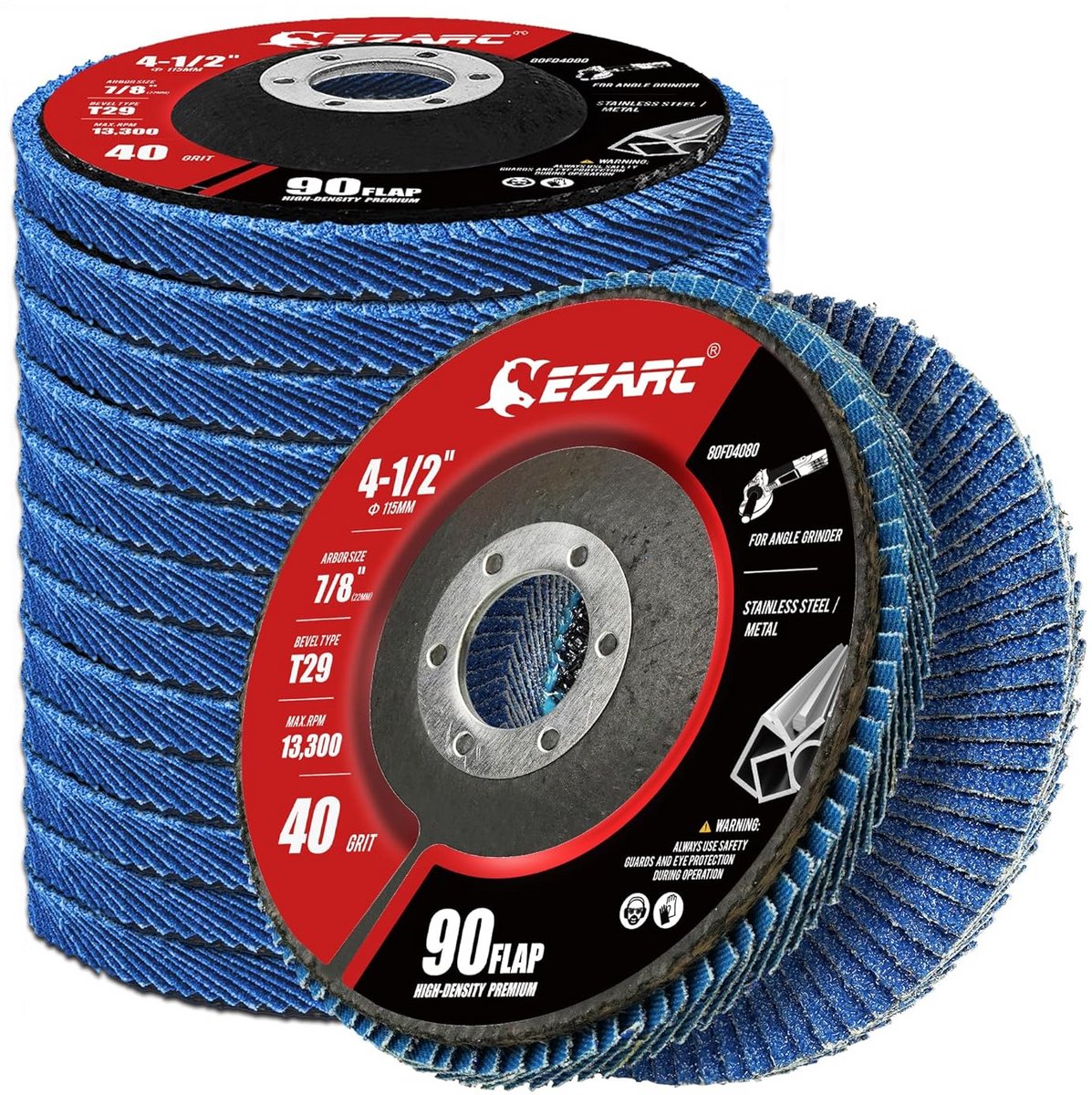 Schuurschijven 115 mm Blauw Lamellenschijven 12 Stuks Korrel 40 voor Metaal, RVS en Hout
